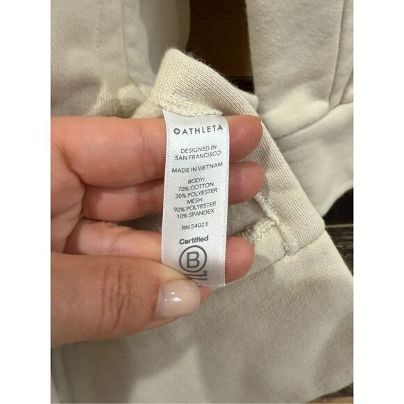 Athleta Duster Sweatshirt Hooded Coat Jacket Fleece Cream Women's Size XSP - Picture 6 of 9